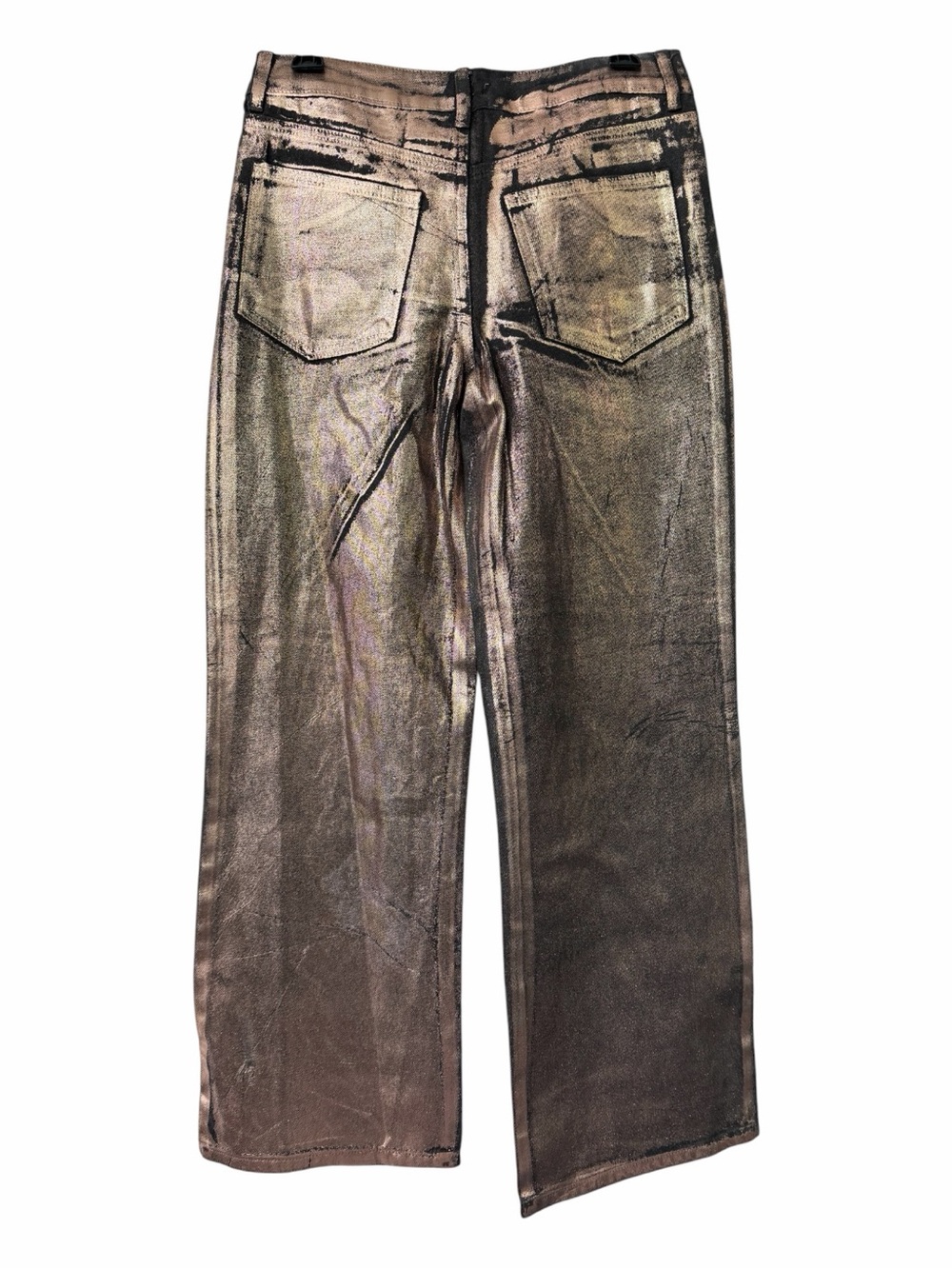 GB Metallic Bronze Wide Leg Pants NWT Glam Statement Jeans - Picture 4 of 13
